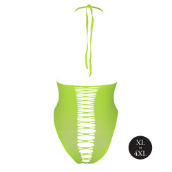 Ouch! Glow Body échancré ouvert à l'entrejambe avec dos nu Vert Fluo